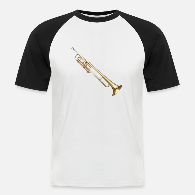 Die Posaune ist ein Blechblasinstrument - Männer Baseball-T-Shirt - Weiß/Schwarz