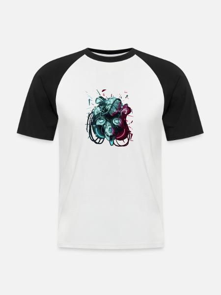 Roboter-Frau - Männer Baseball-T-Shirt - Weiß/Schwarz