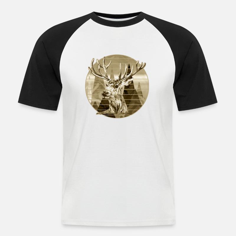 Hirsch - Männer Baseball-T-Shirt - Weiß/Schwarz