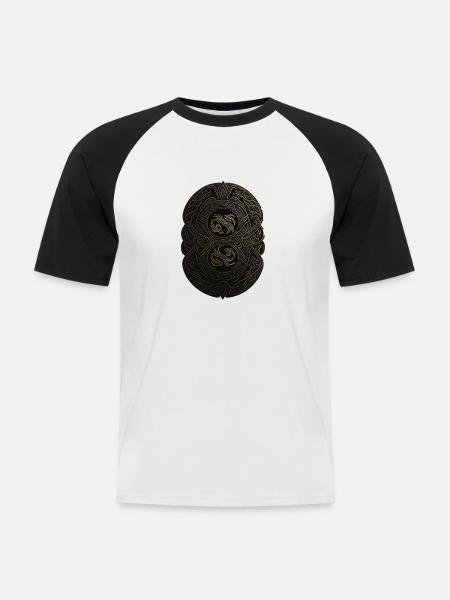 Maya Schwarz-Gold-Monogramm - Männer Baseball-T-Shirt - Weiß/Schwarz