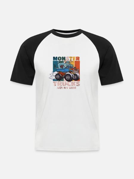 Monstertrucks sind mein Fahrgeschäft - Männer Baseball-T-Shirt - Weiß/Schwarz