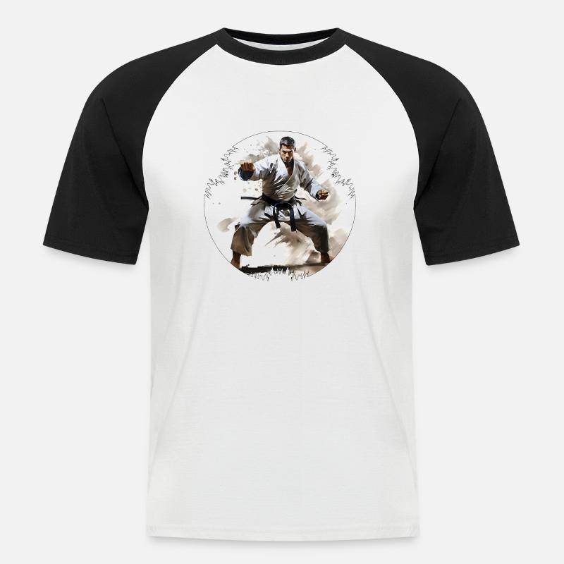 Karate can improve concentration - Men's Baseball T-Shirt - white/black