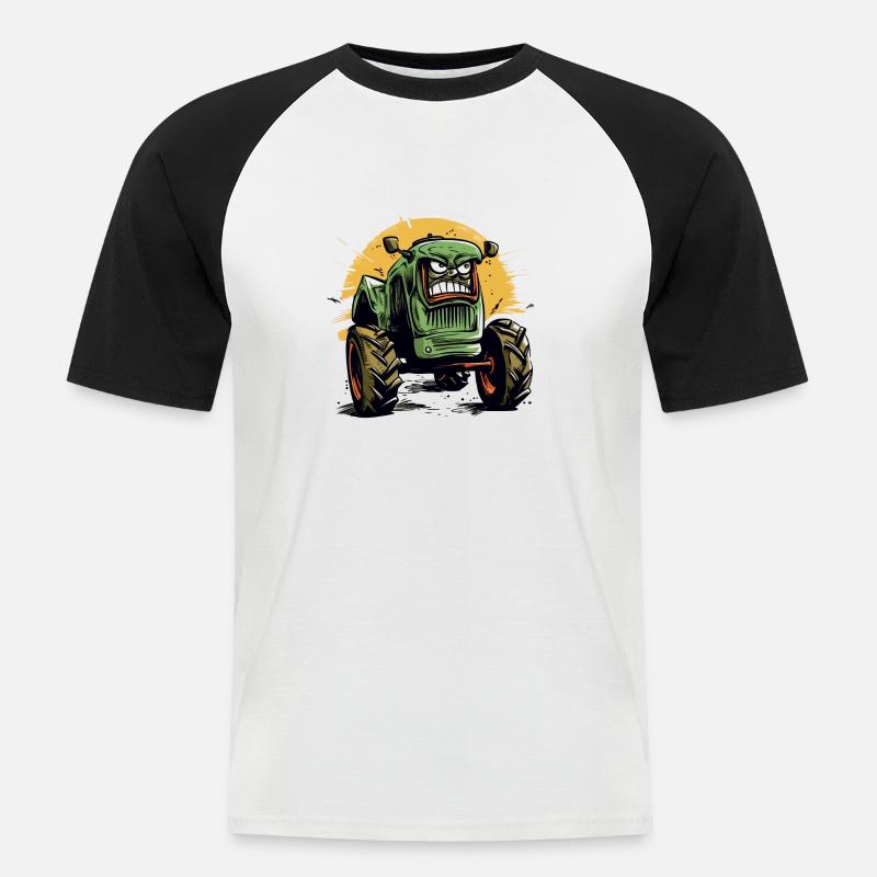 Wütender Traktor Nr. 1 - Männer Baseball-T-Shirt - Weiß/Schwarz