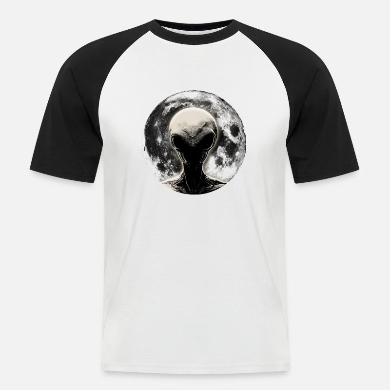Alien Moonlight - Männer Baseball-T-Shirt - Weiß/Schwarz