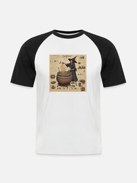 Hexenhandbuch / Zauberbuch / Halloween / Herbst - Männer Baseball-T-Shirt - Weiß/Schwarz