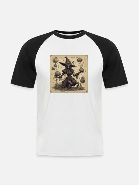 Hexenhandbuch / Zauberbuch / Halloween / Herbst - Männer Baseball-T-Shirt - Weiß/Schwarz