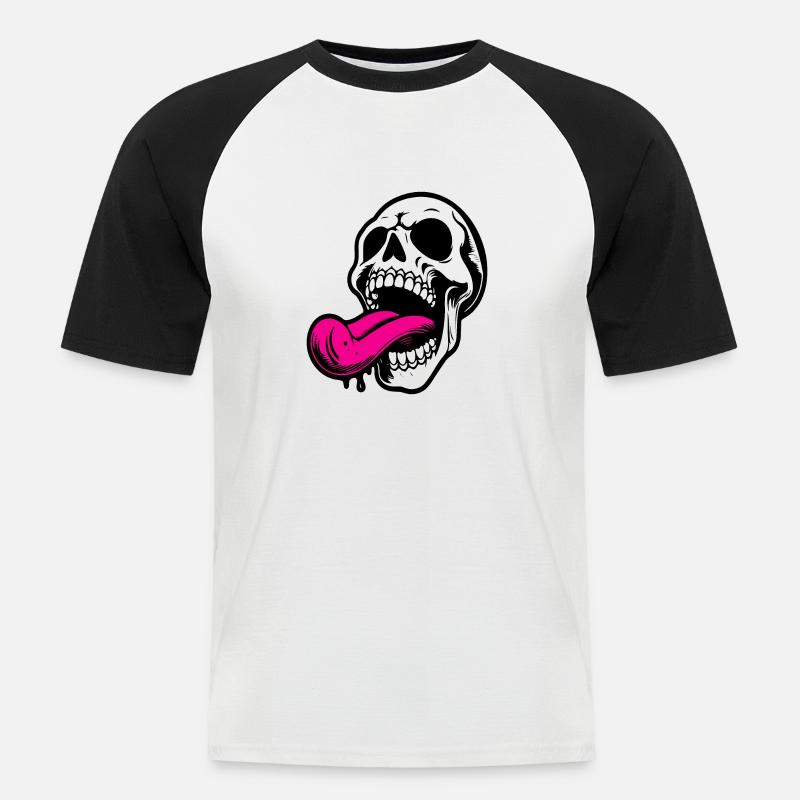 Schädel - Männer Baseball-T-Shirt - Weiß/Schwarz
