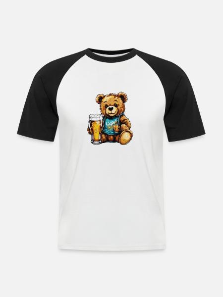 Teddybär / Kuscheltier / Stofftier / Geschenkidee - Männer Baseball-T-Shirt - Weiß/Schwarz