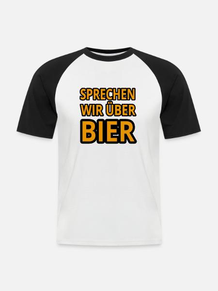 Bier - Männer Baseball-T-Shirt - Weiß/Schwarz