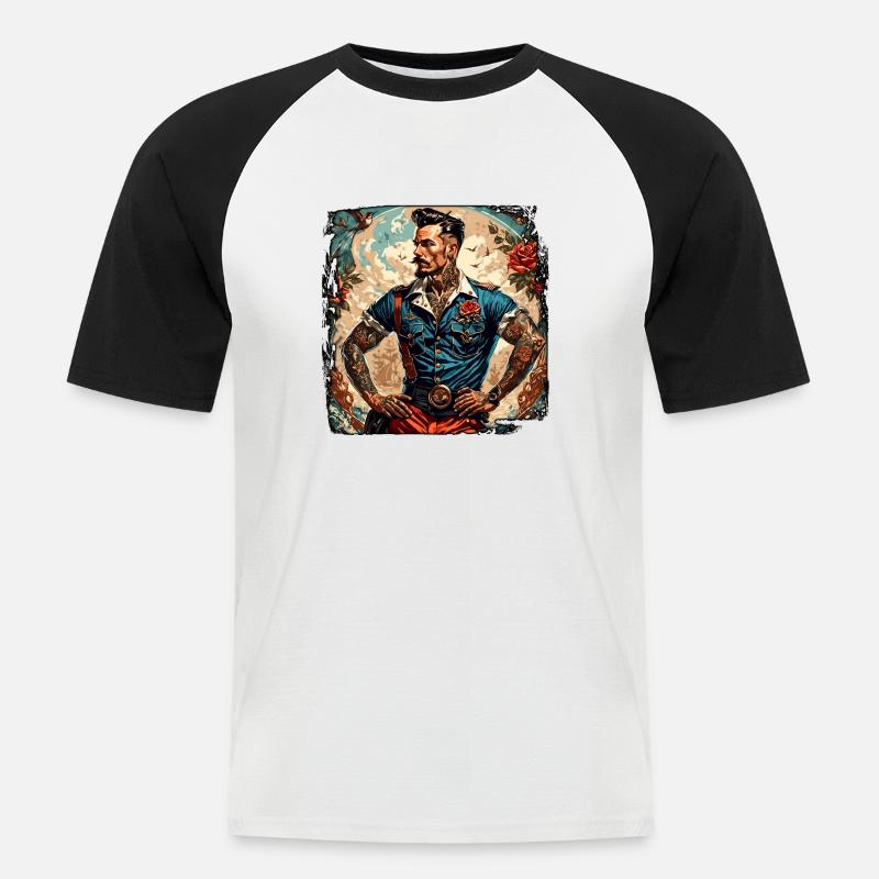Matrose / Schiffsbesatzung / Decksmann / Anker - Männer Baseball-T-Shirt - Weiß/Schwarz