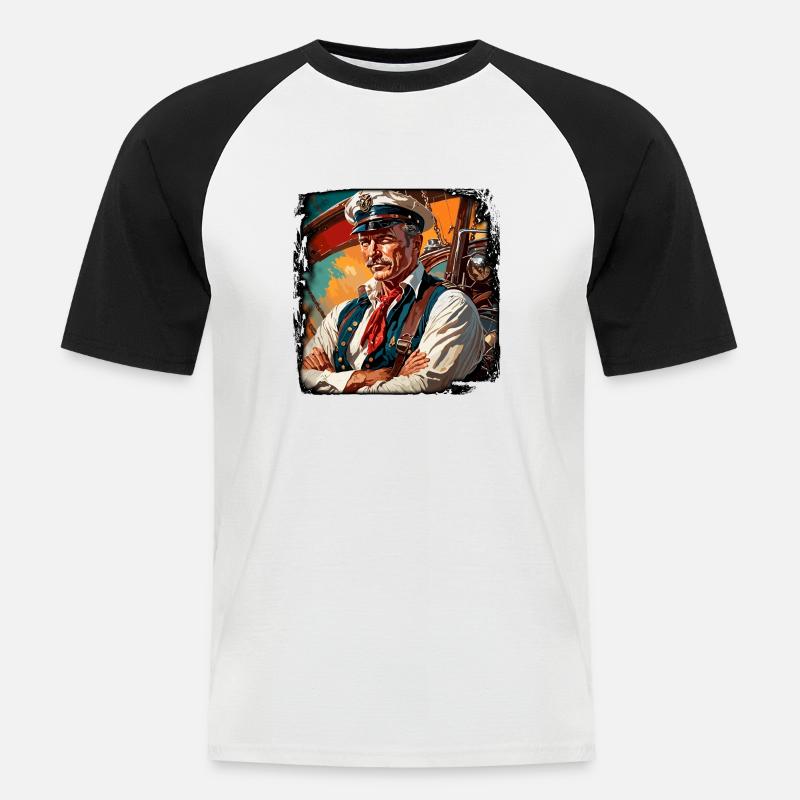 Matrose / Schiffsbesatzung / Decksmann / Anker - Männer Baseball-T-Shirt - Weiß/Schwarz
