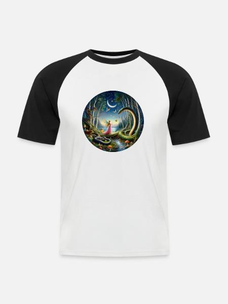 Verhandlungen im Mondschein - Männer Baseball-T-Shirt - Weiß/Schwarz