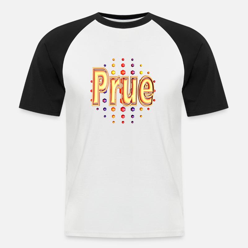 prue2 - Männer Baseball-T-Shirt - Weiß/Schwarz