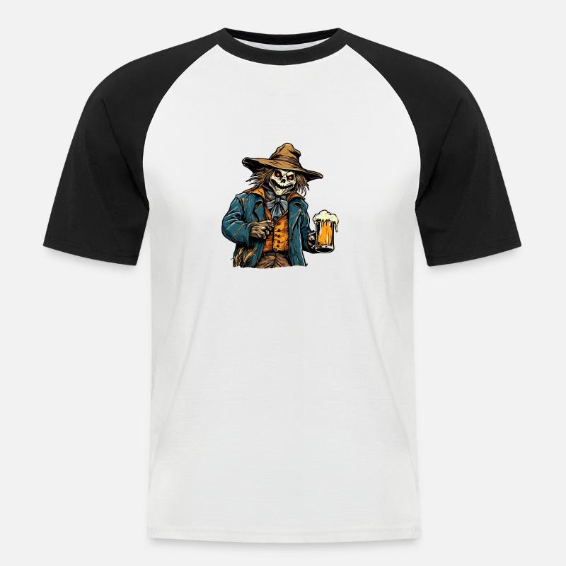 Vogelscheuche / Erntehelfer / Maisfeld / Feld - Männer Baseball-T-Shirt - Weiß/Schwarz