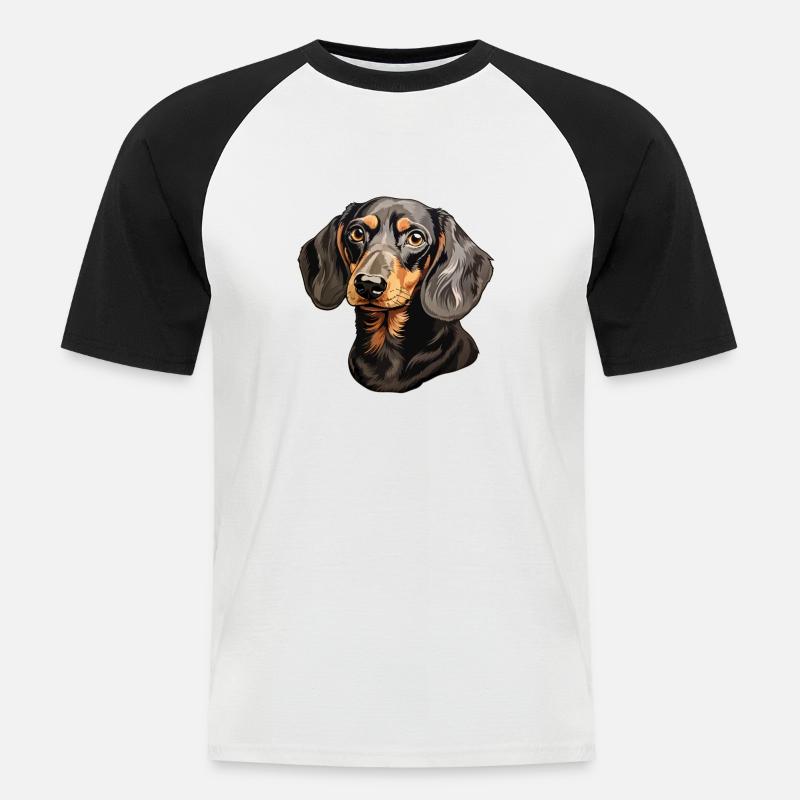 Dackel oder Dachshund - Männer Baseball-T-Shirt - Weiß/Schwarz