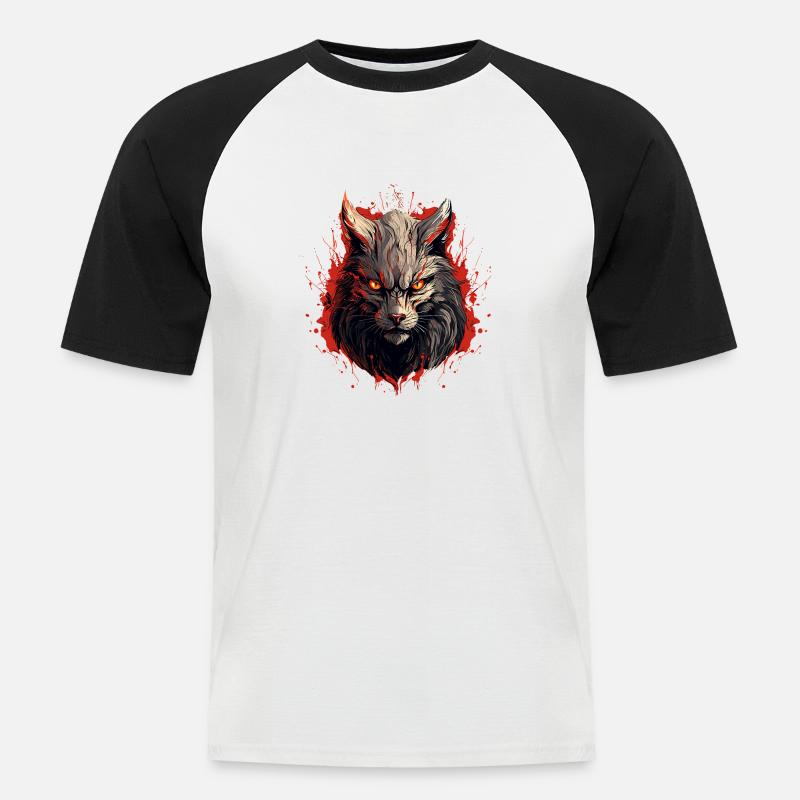 Wolfsblick der Durchdringung - Männer Baseball-T-Shirt - Weiß/Schwarz