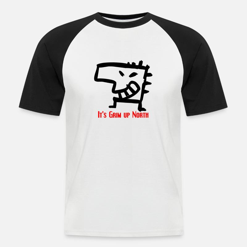 Grim klein - Männer Baseball-T-Shirt - Weiß/Schwarz