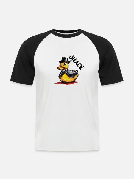 Gummiente / Badeente / Wasser / Badewanne - Männer Baseball-T-Shirt - Weiß/Schwarz