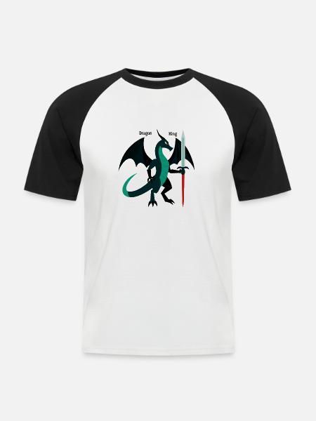 Drachenkönig - Männer Baseball-T-Shirt - Weiß/Schwarz