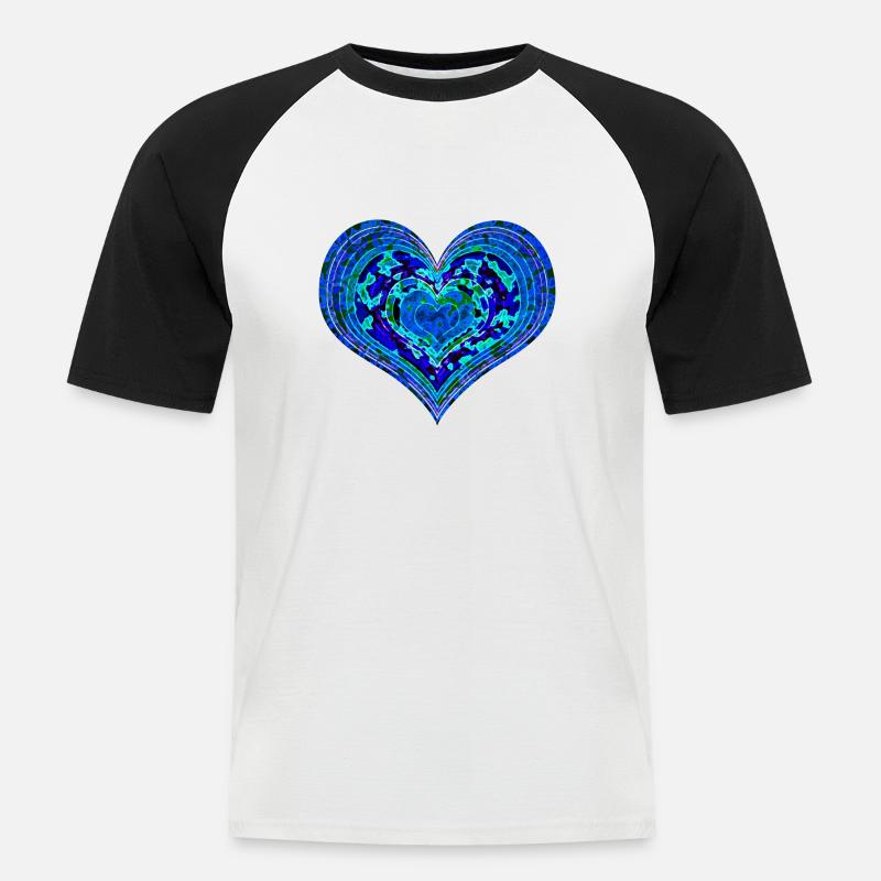 Psychedelisches Herz - Männer Baseball-T-Shirt - Weiß/Schwarz