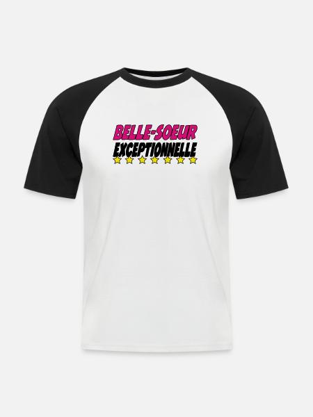 Belle Soeur exceptionnelle - T-shirt baseball manches courtes Homme - blanc/noir