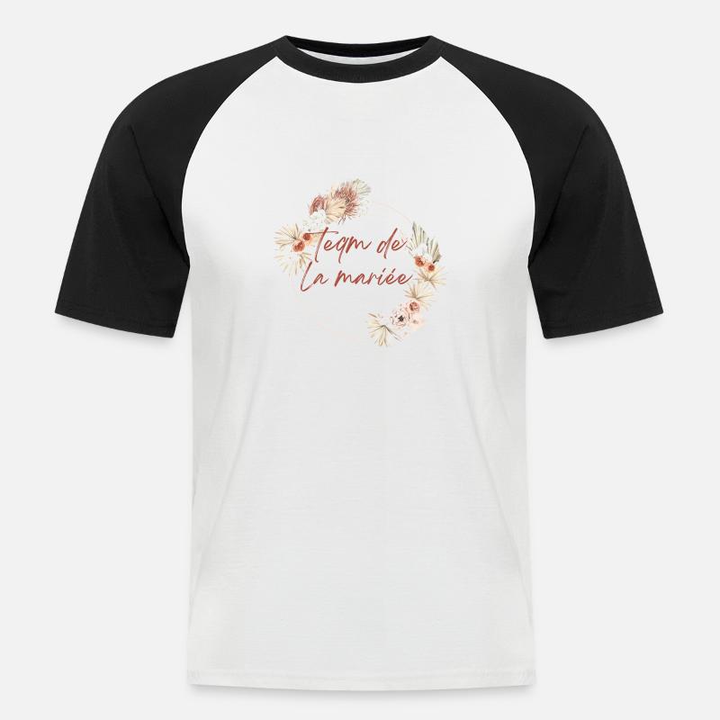 Brautteam Krone Boho Blumen - Männer Baseball-T-Shirt - Weiß/Schwarz
