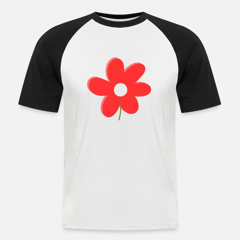 Rote Gänseblümchenblume - Männer Baseball-T-Shirt - Weiß/Schwarz
