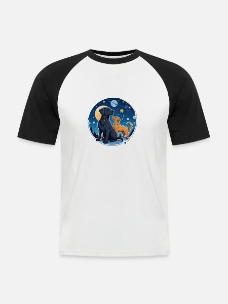 Freunde unter den Sternen - Männer Baseball-T-Shirt - Weiß/Schwarz
