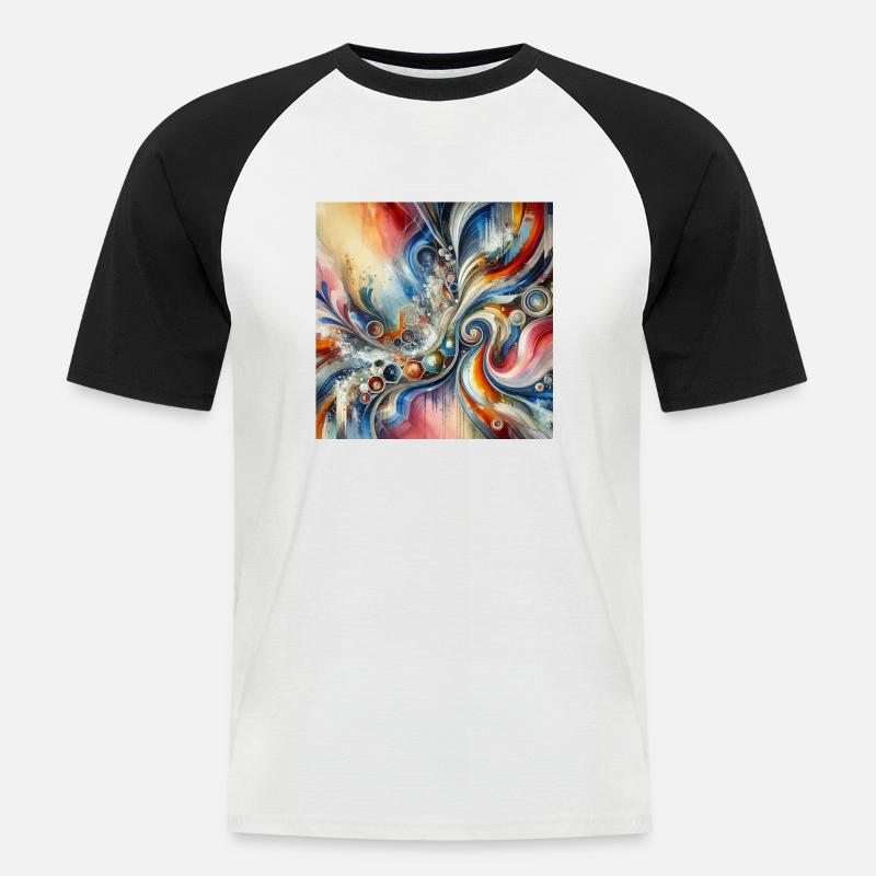 Lebendige Echos - Abstraktes Gemälde - Männer Baseball-T-Shirt - Weiß/Schwarz