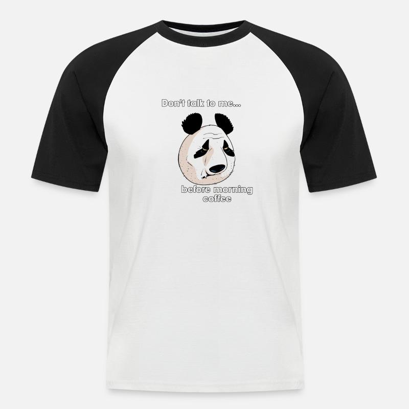 Morgenkaffee (englische Version) - Männer Baseball-T-Shirt - Weiß/Schwarz