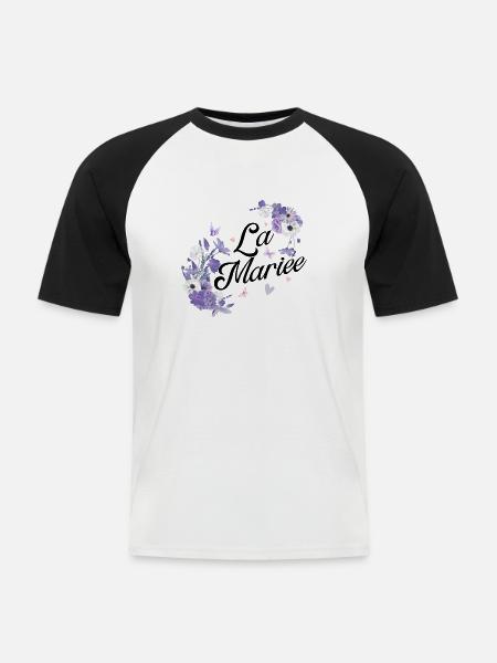 Die lila Blumenbraut - Männer Baseball-T-Shirt - Weiß/Schwarz