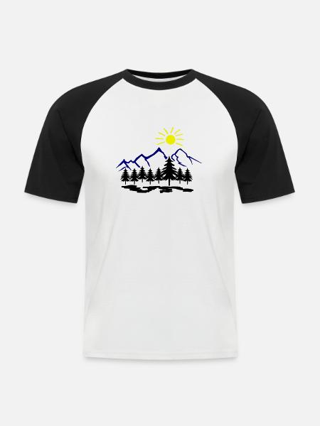 Nature Mountains - Men's Baseball T-Shirt - white/black