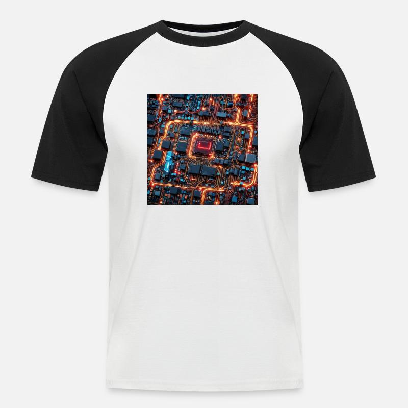 Hellchip - Männer Baseball-T-Shirt - Weiß/Schwarz