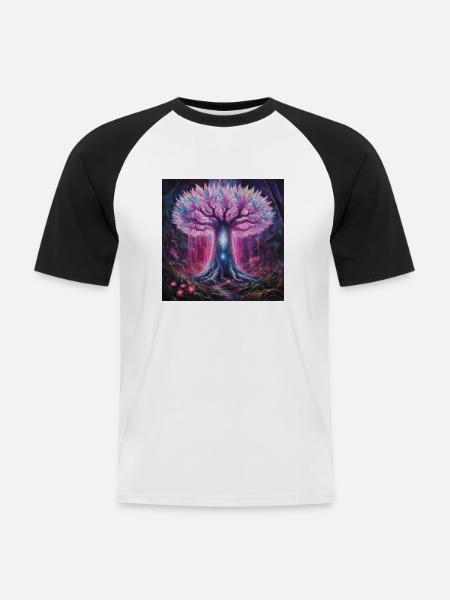Der Kristallene Lebensbaum - Männer Baseball-T-Shirt - Weiß/Schwarz