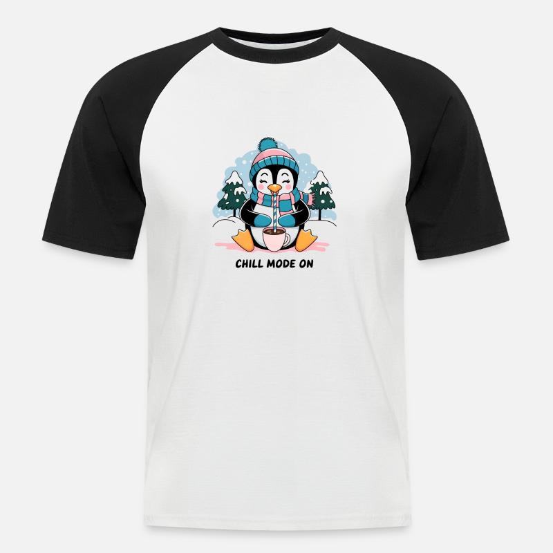 Chill-Modus Ein - Männer Baseball-T-Shirt - Weiß/Schwarz