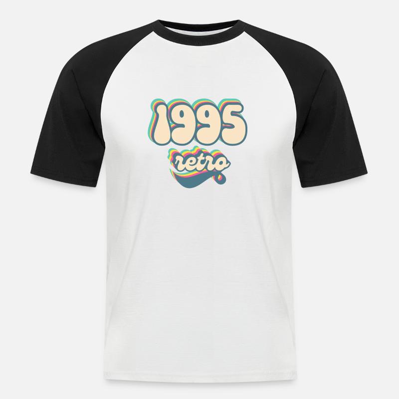 1995 Retro Geschenkidee - Männer Baseball-T-Shirt - Weiß/Schwarz