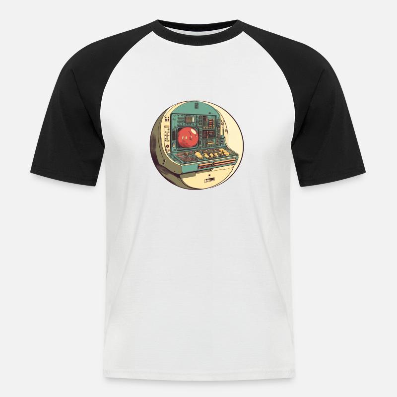 Retro-Computer: Die Anfänge der Technik! - Männer Baseball-T-Shirt - Weiß/Schwarz