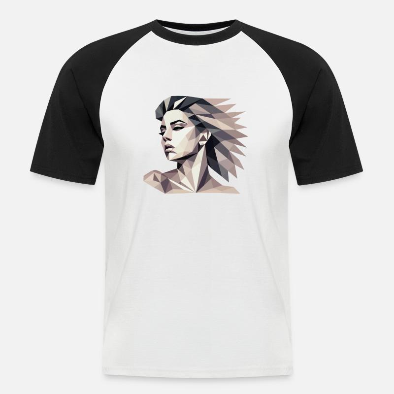 Design "Triangular reflect" - Männer Baseball-T-Shirt - Weiß/Schwarz