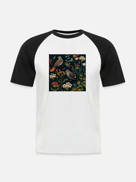 Blumenvoliere - Männer Baseball-T-Shirt - Weiß/Schwarz