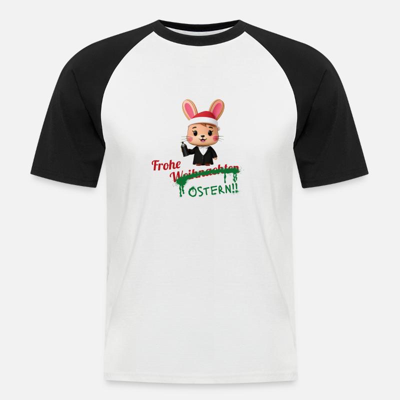 Frohe Weihnachten... oder Ostern? - Männer Baseball-T-Shirt - Weiß/Schwarz