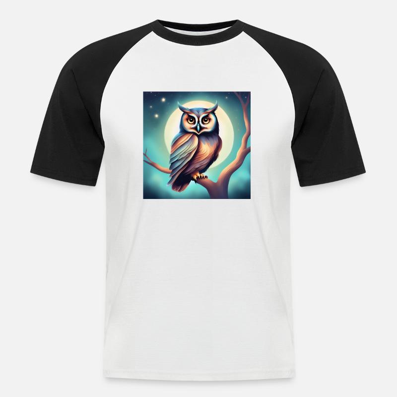 Eule träumerisch Gothic Geschenkidee Nacht - Männer Baseball-T-Shirt - Weiß/Schwarz