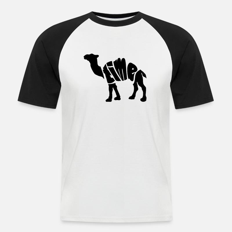 Time Kamel Geschenkidee/Motiv - Männer Baseball-T-Shirt - Weiß/Schwarz