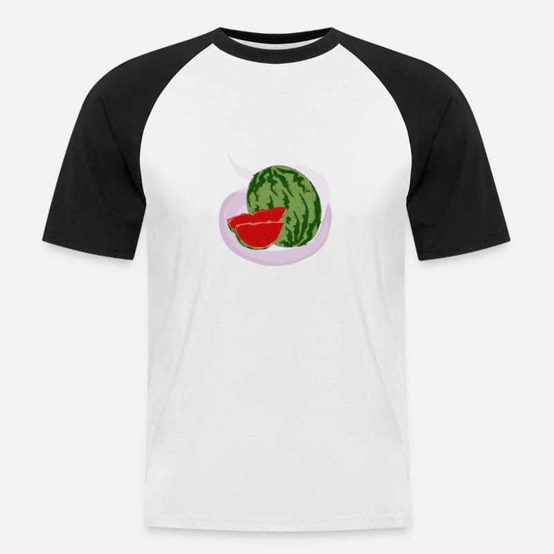 Rote Wassermelone - Männer Baseball-T-Shirt - Weiß/Schwarz