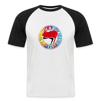 Siamo Tutti Antifascisti 161 Antifa - Männer Baseball-T-Shirt - Weiß/Schwarz - Vorne - Nik (191cm)