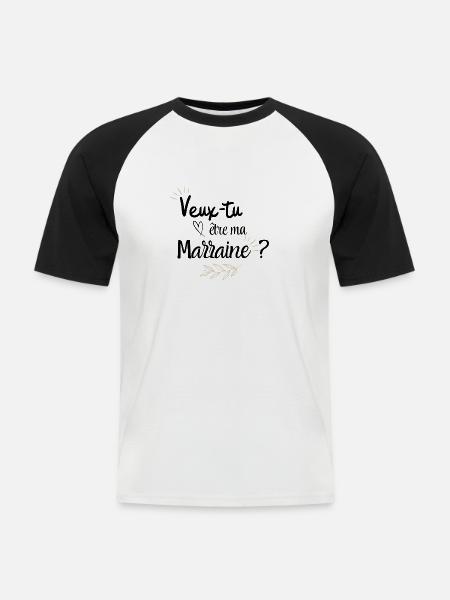 Veux tu être ma marraine - T-shirt baseball manches courtes Homme - blanc/noir