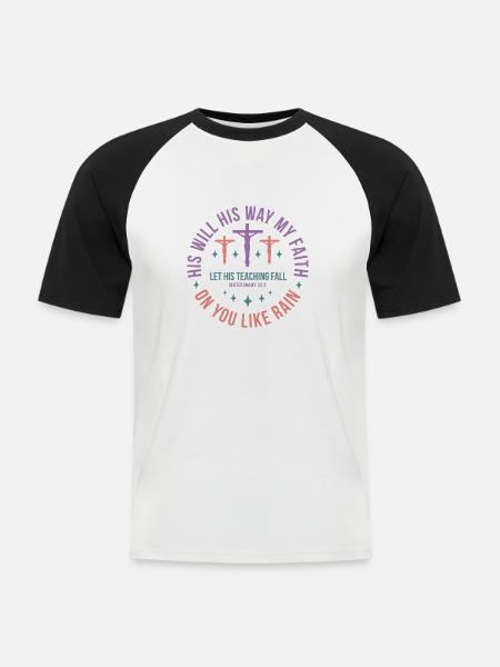 His Will His Way - Männer Baseball-T-Shirt - Weiß/Schwarz