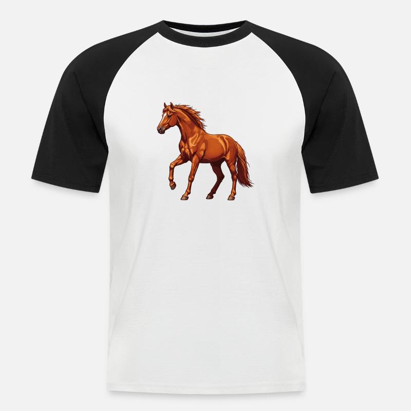 Das Pferd: Ein edles Tier - Männer Baseball-T-Shirt - Weiß/Schwarz