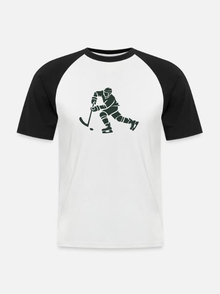 hockey spieler - Männer Baseball-T-Shirt - Weiß/Schwarz