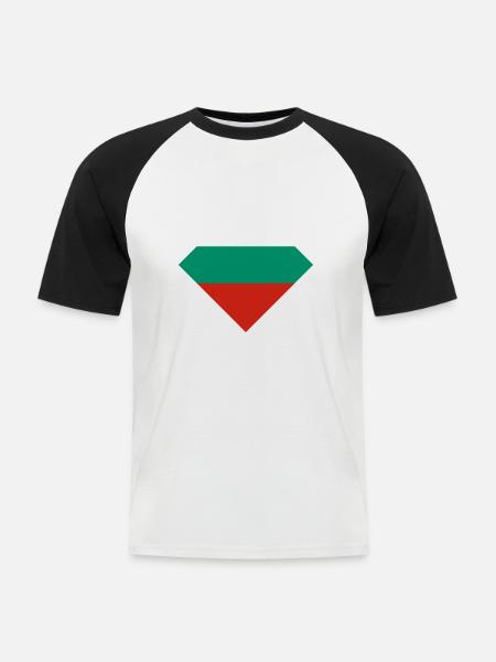 Bulgarien - Männer Baseball-T-Shirt - Weiß/Schwarz