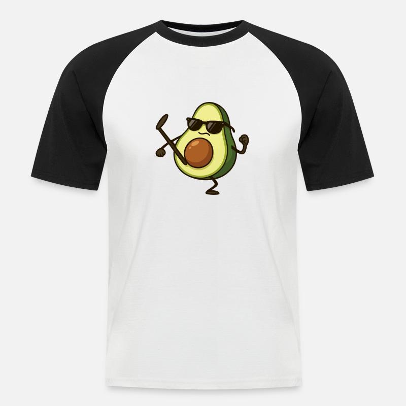 avocado karate - Männer Baseball-T-Shirt - Weiß/Schwarz
